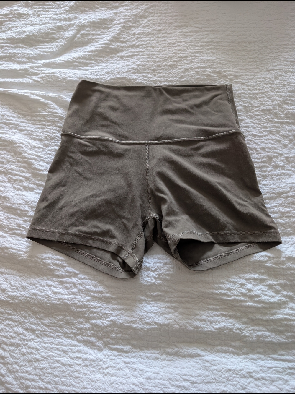 Lululemon High-Waist Align 4" Shorts in Nomad Taupe
